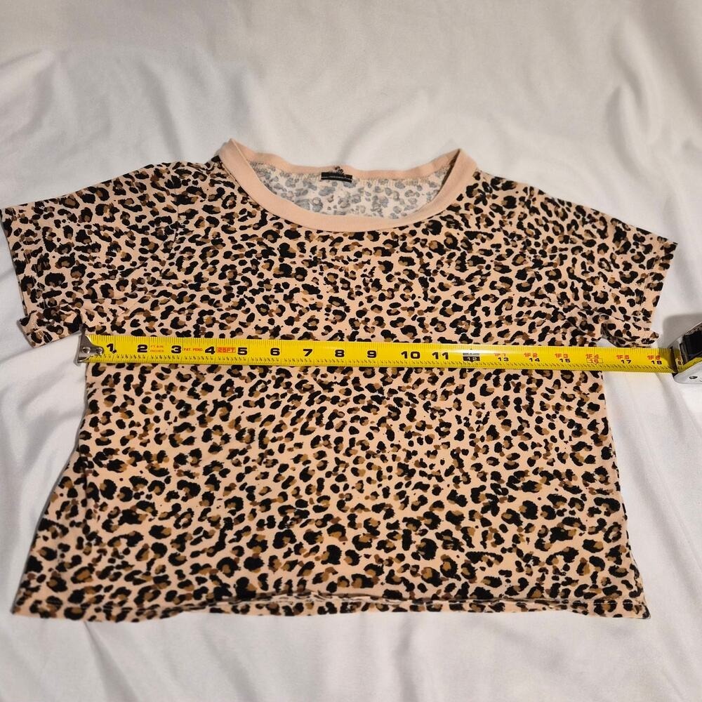 Wild Fable Target Leopard Print Crop Top Short Sleeve Cotton Tee XS 2020 - Picture 2 of 8